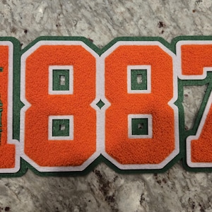 May include: Orange and green felt patch with the numbers 1887 and the letters "FAMU" in white.