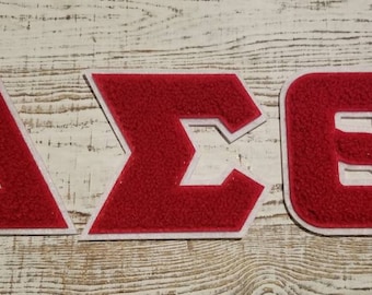 3 inch Chenille Greek Letters; Delta Sigma Theta; 1913; ( 2 options) red; cream; OO-OOP
