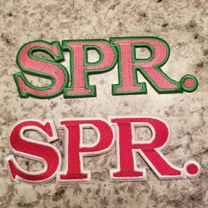 Parche de primavera; Línea; Rojo; Rosa; Termoadhesivo (tamaño 2" x 6")