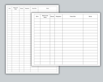 Medication Log, Medication Tracker, Medicine Tracker, Supplement Log