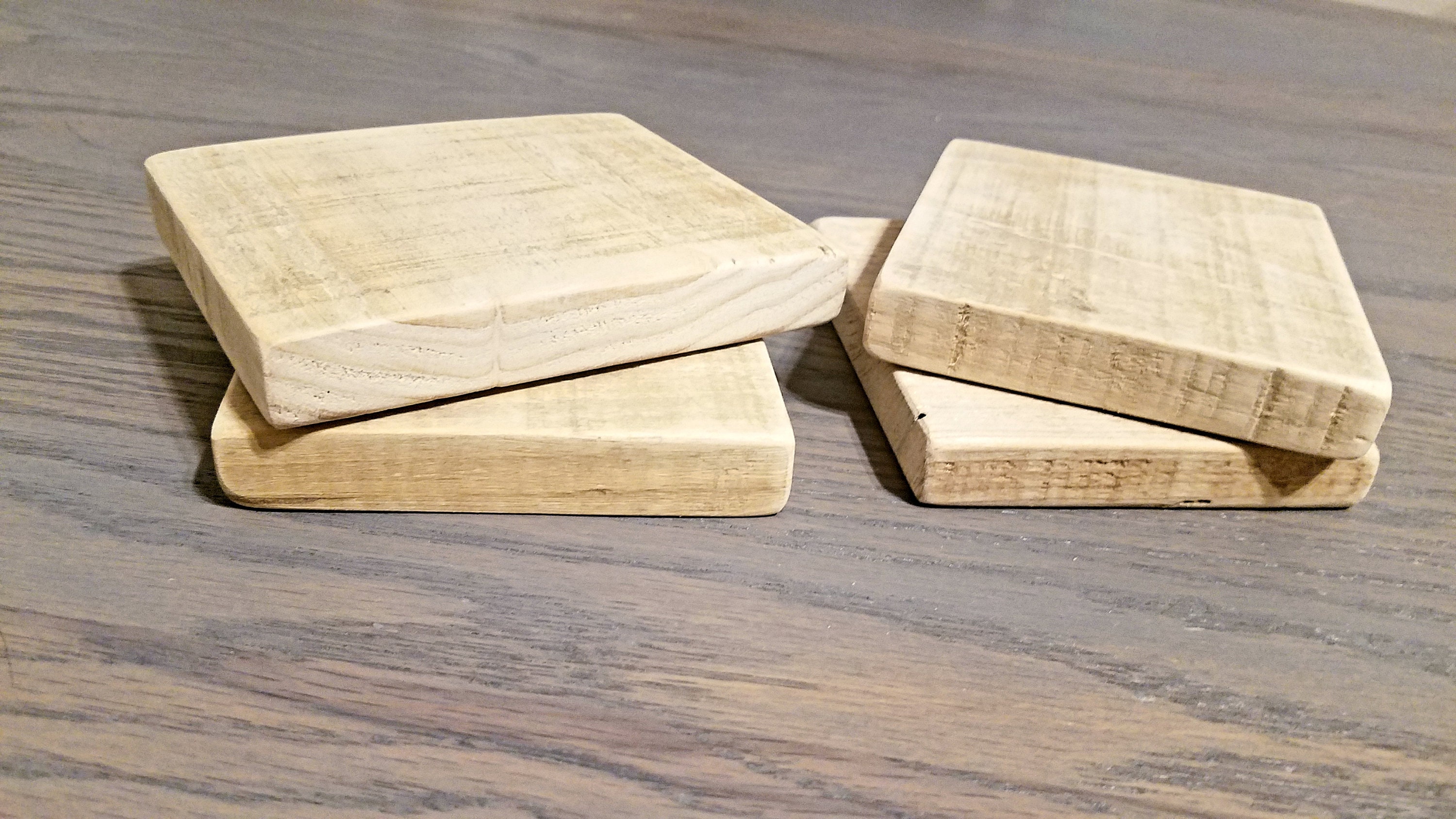 Wooden Coasters Set Set of 4 Square Drink Coasters Wooden Etsy