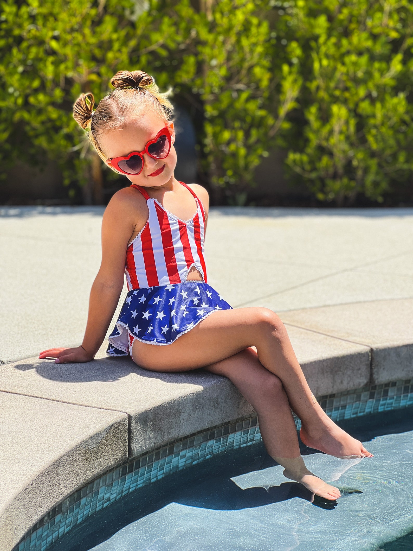 American Flag Girls 1 Piece Skirted Swimsuit. Patriotic Etsy