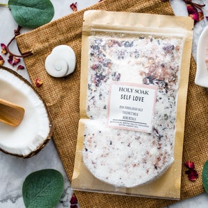 Rose & Coconut Bath Salts , Relaxing Bath Salts ,Coconut Milk Bath | Rose Petal Bath/Hemp Based Soak ,Organic Bath Salts/ VALENTINES DAY