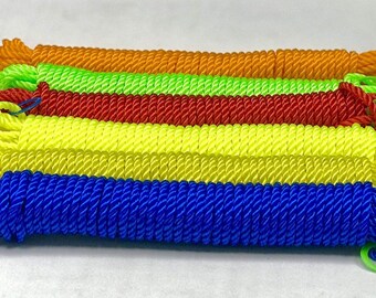 Nylon Rope or Multicolor Cloth Hanging Rope DIY for Both Indoor and Outdoor Purpose - 4mm Thickness (10 mtrs) 1 PCS
