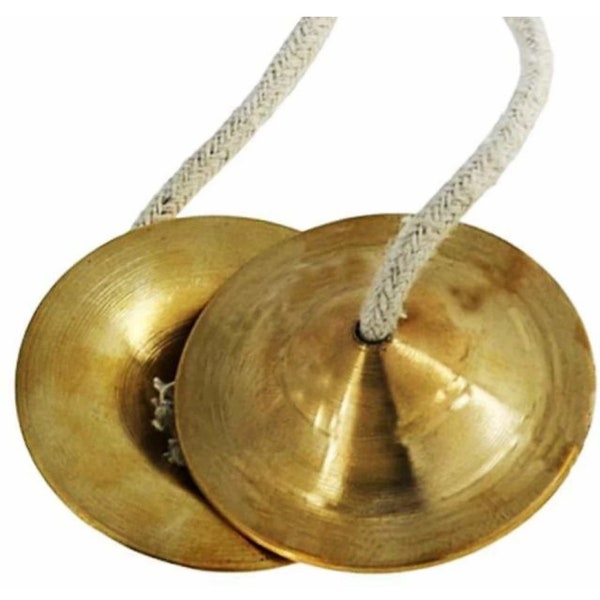 Messing Metall Manjira Manjeera Handbecken Percussion Kirtan Pooja Hare Krishna Volkstanz, Teratali Tanz Fingerbecken Klangheilungswerkzeuge