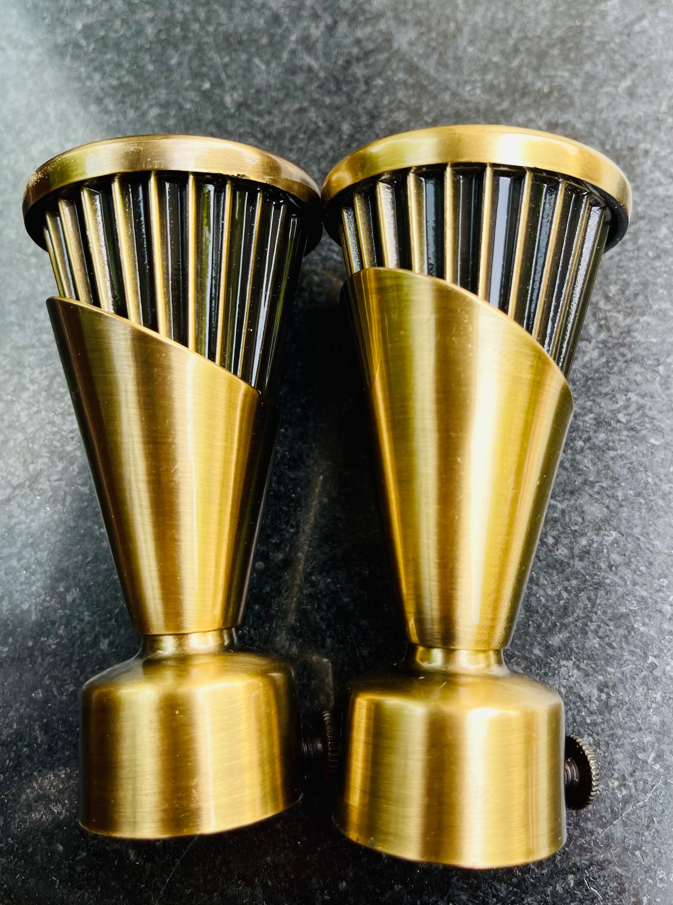 Pair of Curtain Finial Antic Brass Finials Curtain Pole Finials. Brass Finials.antique Finials