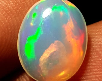 Ethiopian Opal 15x13 mm Oval Opal 7.66 Carat Natural Ethiopian Welo Fire Opal Oval Gemstone Multi Fire Opal Gemstone Electric Fire Opal