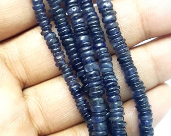 Good Quality 16 Long Natural Blue Iolite Heishi Beads,Smooth Square Beads,Iolite Beads Size 4-4.5 MM Gemstone Beads Smooth Blue Heishi Bead