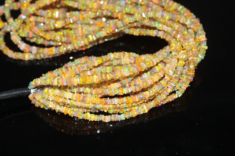 Ethiopian Opal Square Beads Heishi Shape 3x4.MM Approx 16Inches Natural Wholesale Price