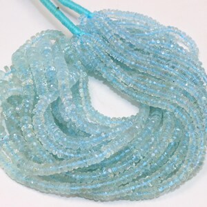 Natural Aquamarine Faceted Rondelle Beads, 4-5mm Blue Aquamrine Semi Precious Gemstone Beads Strand for Jewelry Craft, Wholesale beads