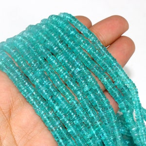 AAA Natural Sky Apatite Smooth Heishi Gemstone Beads, Apatite Beads, Apatite Wheel, 4/5 MM Size, 16 Inch Strand, Apatite Beads
