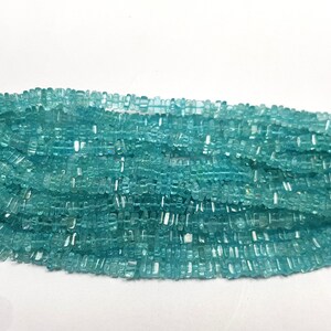 AAA Natural sky Apatite Gemstone Beads |  Apatite Square | Blue Apatite Bead | Wholesale Apatite Bead | Apatite Heishi Beads , 16 inch Long