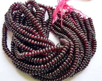 Natural Red Garnet Rondelle Beads 6–7mm, Genuine Gemstone 8 Inch Strand