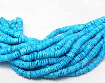 AAA Turquoise Heishi Beads | 16 Inch Strand, 5-6mm Gemstone Beads