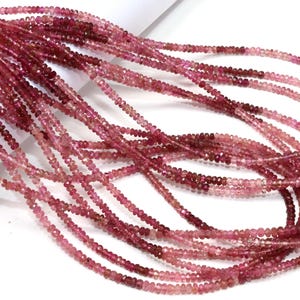 Natural Pink Tourmaline Faceted Rondelle 3-4mm Gemstone Beads 16 Inch Long
