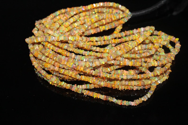 Ethiopian Opal Square Beads Heishi Shape 3x4.MM Approx 16Inches  Natural Wholesale Price