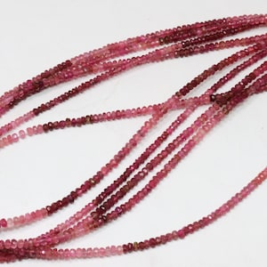 Natural Pink Tourmaline Faceted Rondelle 3-4mm Gemstone Beads 16 Inch Long jewelry making beads
