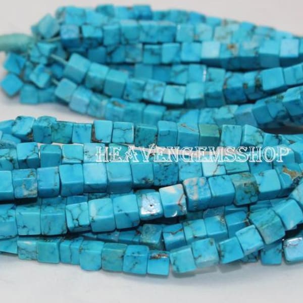 AAA Quality Turquoise Cube Box Gemstone Beads - Turquoise Smooth Box-Semiprecious Gemstone Beads- 4-5 mm Gemstone Cube Beads