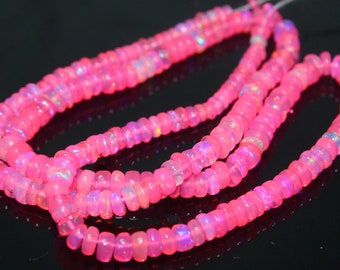 AAA Natural Pink Ethiopian Opal Beads - AAA Fire Opal Stone Beads, Pink Opal Multi Fire Making Jewelry 16 Inch Long - Opal Gemstone