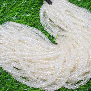 AAA Natural Crystal Quartz  Smooth Heishi Rondelle Gemstone Beads 4/5 mm Size 16 Inch Long Wholesale gemstone