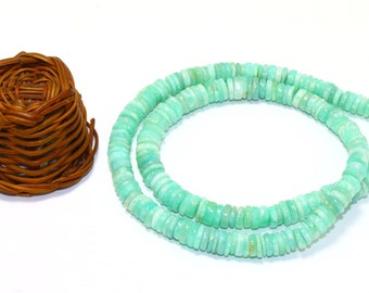 AAA Natural Amazonite Smooth Heishi Rondelle Gemstone Beads 6-7 mm Size jewelry making 16 Inch Long Gemstone