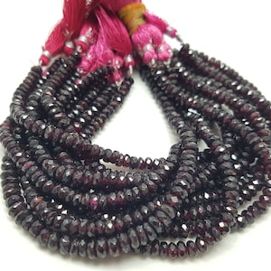Natural Red Garnet Faceted Rondelle Gemstone Beads, Natural Red Garnet Gemstones, 6-7mm Beads, Jewelry Making