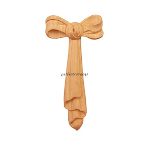 PAIR of Elegant Ribbon Carved Wood Appliques, Furniture Onlays, Available in 2 Sizes, Unfinished