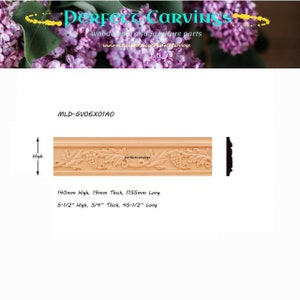 4 STÜCKE Holz geschnitzte 5-1 / 2 &quot;x 3/4&quot; Weinrebe Moulding & Trim