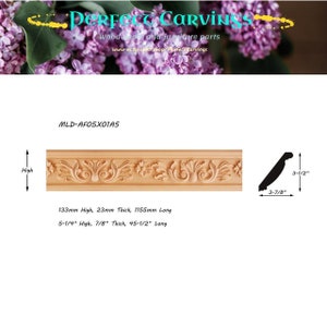 4 STÜCKE Holz geschnitzte 5-1 / 4 &quot;x 7 / 8&quot; Blatt Rosette Kronenleiste & Trim