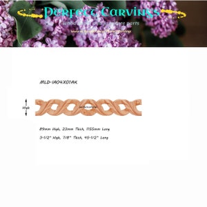 4PCS  Wood Carved 3-1/2&quot;x7/8&quot; Interwoven Leaf Moulding & Trim