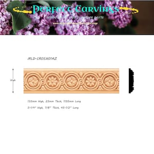 4 STÜCKE Holz geschnitzte 5-1 / 4 &quot;x 7 / 8&quot; eingekreiste Rosetten Moulding & Trim