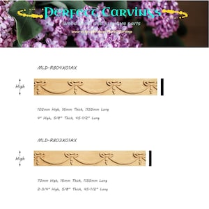 4PCS  Wood Carved Linen Ribbon Moulding & Trim