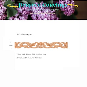 4 STÜCKE Holz geschnitzte 3 &quot;x 7 / 8&quot; Floral Akanthus Zierleiste & Zierleiste