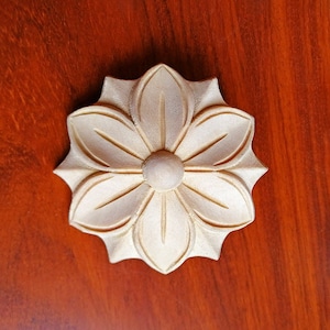 Pair of  Elegant Flower Carved Wood Rosette