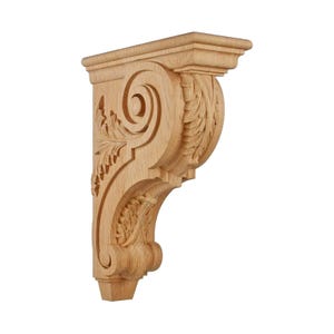 PAIR of Delicate Acanthus Carved Wood Corbels, Shelf Brackets, Available in 10", 11-3/4" & 14" High