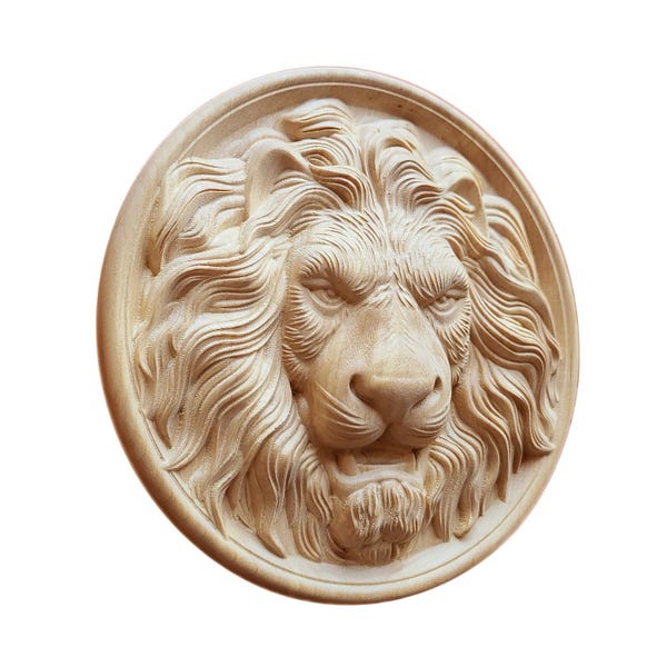 PAIR of Majestic Wood Carved Lion Rosettes, Furniture Rosettes, Available from 3-1/2" to 10"
