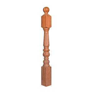 NWL-02  Solid Acanthus Carved Fluted Stair Newel Post, 5&quot;x5&quot;x48-1/8&quot;, Unfinished, Single