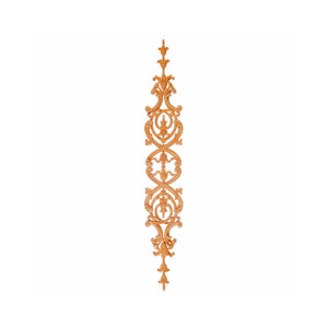 PAIR of Delicate Bell Flower with Leaf Scroll Carved Wood Appliques for Pilaster, Mantle Applique, Available in 18&quot; & 22-7/8&quot; High