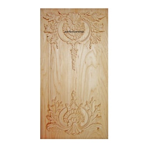 2PCS  French Style Leaf Shell Carved Cabinet Door Panel