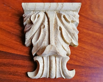 PAIR of Leaf Drop, Wood Carved Appliques, Furniture Onlays, 2-3/8"Wx2-3/4"H