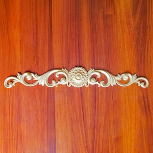 Wood Carved Scroll with Pearl Rosette Applique
