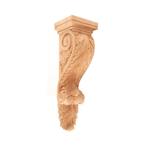 PAIR of Exuberant Acanthus Leaf Carved Wood Corbels, Available from 8-1/2&quot; to 15-3/4&quot; High
