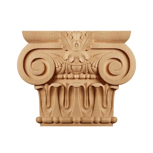PAIR of Carved Wood Roman Capitals,  For 5-3/4&quot;Wx1-3/8&quot;D Pilaster Column, 3 Patterns for Choice, Unfinished, Hollow Back