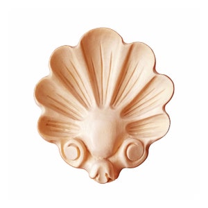 PAIR of Scroll Shell Carved Wood Appliques, Furniture Onlay, 3-1/4&quot;Wx3-5/8&quot;H