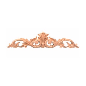 Elegant Acanthus Carved Applique, Mantel Onlay, Door Header, Furniture Onlays, Available in  12-1/4&quot;, 16&quot; & 20&quot; Wide, Single, Unfinished