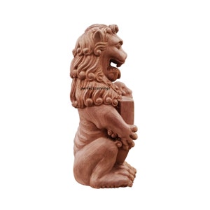 Gothic Lion & Shield Carved Statue Finial,  Newel Cap, Available in two sizes, Free Initial Carving, Single