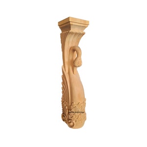 PAAR von ISP-12 Holz geschnitzte anmutige Swan Island Posts, Kamin Mantel Beine, 7-1 / 2 &quot;Wx8 &quot;Tx 36&quot; H