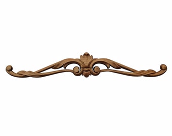 Delicate Leaf Scroll Carved Applique, Furniture Onlay, Available in 16&quot; & 22-1/4&quot; Wide