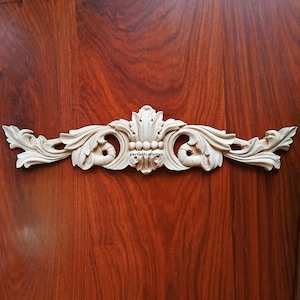 Horn Leaf Carved Deep Relief 17-1/8&quot;W Applique Onlay