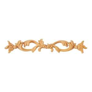 Delicate Interwoven Vine Leaf Carved Wood Applique, Furniture Onlay,  16-1/8&quot;Wx2-7/8&quot;H
